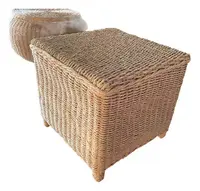 Puf Zen Fibras Naturales 40 Cm Mesita Banco Kraft Artesanal