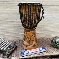 Djembe Instrumento Artesanal Tallado Indonesia Tambor 40cm Marrón