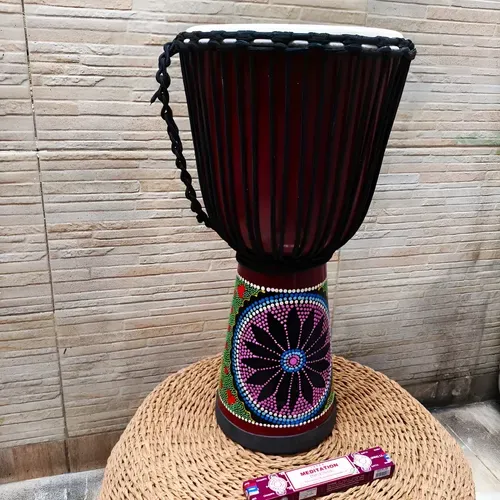 Djembe Artesanal Tambor Cuero Madera Importad Pushkar Tienda Marrón Claro