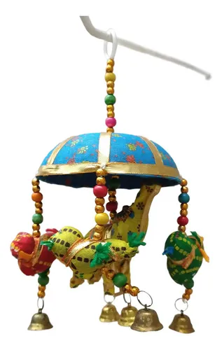Movil Decorativo Importado India Calesita Llamador Elefantes