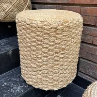 Puff De Yute Natural Rustico Importado Banco Mesa Artesanal Modelo 3