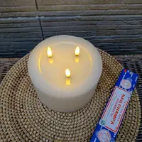Velon Vela Led 10x15 Cm A Pila Pushkar Tienda 3 Llamas Movim Crema Vela Led