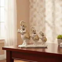 Estatuilla Familia Elefante De Resina Deco India Importado Blanco