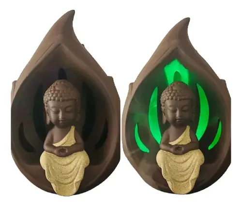 Cascada Humo Porta Conos  Niño Buda  17 Cm Con Led Importado