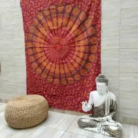 Manta Hindu Cubre Cama 1 Pl Mandala Algodón India Lona Tapiz