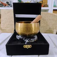 Cuenco Tibetano 7 Metales Con Accesorios Importado Pushkar Dorado