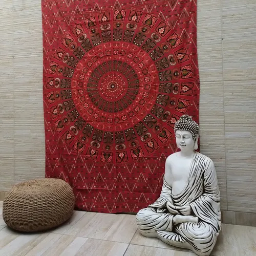 Manta Hindu Cubre Cama 1 Pl Mandala Algodón India Lona Tapiz