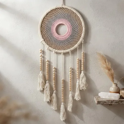Atrapasueños Importado Indonesia Diseño Crochet Decorativo Combinado