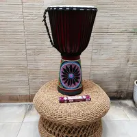 Djembe Artesanal Tambor Cuero Madera Importad Pushkar Tienda Marrón Claro