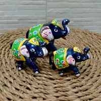 Set De 3 Elefantes De Resina Importados De India Abundancia