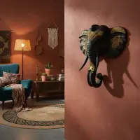 Mascara Elefante De Pared Madera Teka De Indonesia 30 Cm Marrón Oscuro