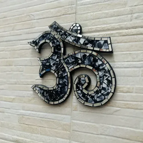 Cuadro Decorativo Om Venecitas Importado Indonesia Artesanal Negro