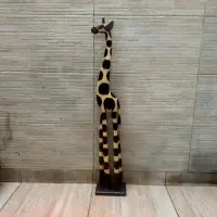 Jirafa De Madera Teka En 1 Pieza Pintada Artesanal Importada
