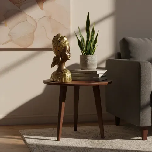 Cara Africana Estatua Decoración Interior En Resina Dorado Oscuro