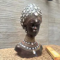 Cara Africana Estatua Decoración Interior/exterior En Resina Marrón Oscuro