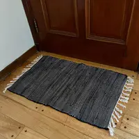 Alfombra Importada India Algodón Costado Cama Pie Baño Deco 90 Cm 60 Cm Negro