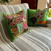 Fundas De Almohadón Bordadas 40cm Importadas India Patchwork