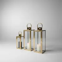 Set X 3 Fanales Acero 50 Cm Importados Faroles Decorativos  Dorado