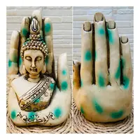 Buda Sobre Mano 17 Cm Artesania Importada India Simil Madera