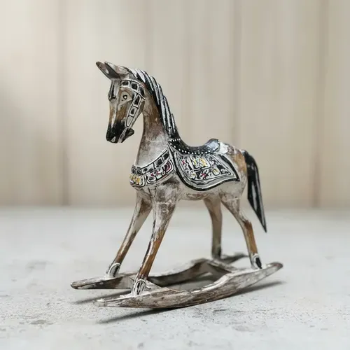 Estatuilla Madera Caballo Oriente Importado Indonesia Marrón Claro