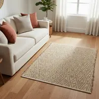 Alfombra Importada De India 100% Artesanal Tejida En Yute 90 Cm 60 M Beige