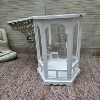 Fanal En Madera Y Metal Grande Faroles Deco Zen Indonesia Blanco