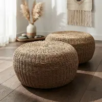 Juego X 2 Unidades Puf 65 Cm Fibra Nartural  Banco-mesa-zen Marrón