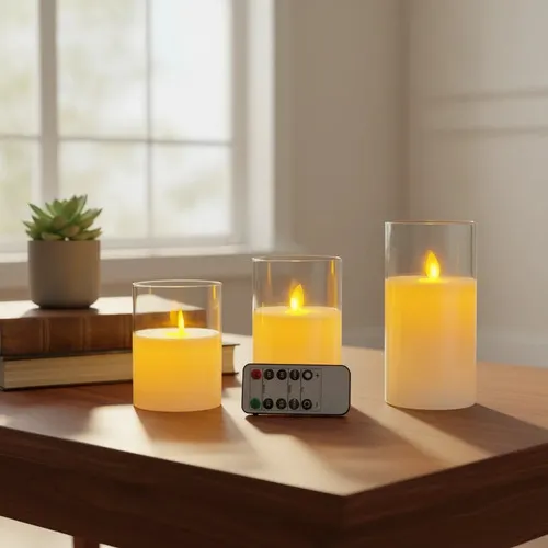 Juego 3 Velas Led C Movimiento Control Remoto Pushkar Tienda