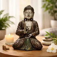 Buda En Madera De 30 Cm Importado India Tallado Y Barnizado Mix
