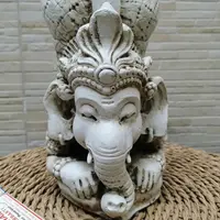 Estatua De Resina Ganesha Yoga Apto Exterior Ideal Jardin Blanco