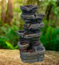 Fuente De Agua Símil Piedra 84cm Led Apto Exterior Feng Shu Varios