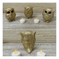 Juego X 3 De Buhos Ciego Sordo Mudo Resina Import Oriente  Dorado