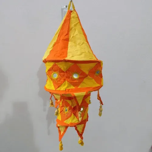 Lampara Pantalla De India De 2 Pisos En Tela Importada Hindu