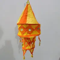 Lampara Pantalla De India De 2 Pisos En Tela Importada Hindu