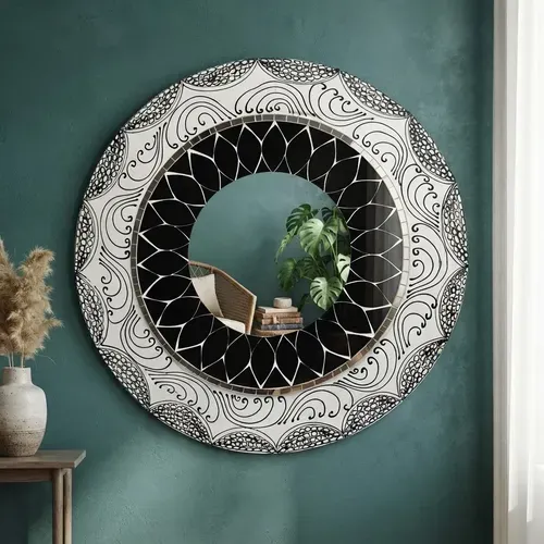 Espejo Sol De Madera Importado Indonesia Pared Decoración Modelo 8