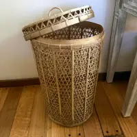 Canasto Contenedor Ratan Natural Con Tapa Pushkar Tienda Marrón Claro