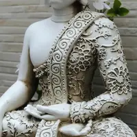 Estatuilla Buda Loto Resina Apto Exterior Ideal Jardín Deco Blanco
