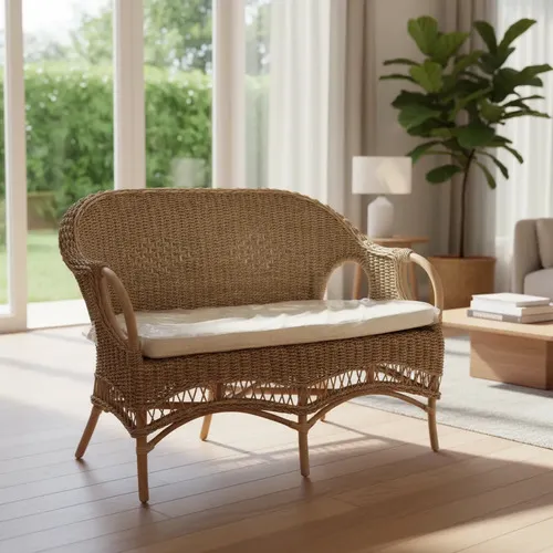 Sillon Swan Doble Seagras Ratan Caña Importad Pushkar Tienda Marrón