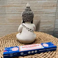 Estatuilla Buda Niño Resina Apto Exterior Ideal Jardín Deco Blanco