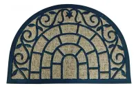Tapete Alfombra Semicircular Felpudo India Fibra Coco Y G 60 Cm 40 M Negro