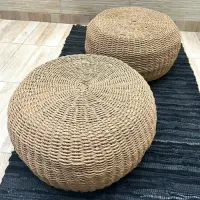 Juego X 2 Unidades Puf 65 Cm Fibra Nartural  Banco-mesa-zen Marrón
