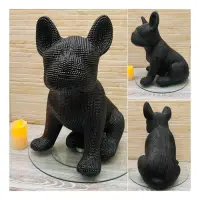 Escultura Bulldog Decó Perlado Minimalista Artesanal 40 Cm 