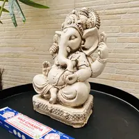 Estatuilla Resina Ganesha Traída De India Apto Exterior Blanco
