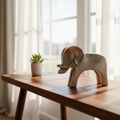 Estatuilla Elefante Aluminio Import Oriente Deco Hogar 17 Cm