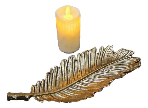 Centro Mesa Hoja Aluminio Importado Oriente 25cm Posa Llave