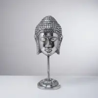 Buda Decorativo Sobre Pedestal Oriente Importado Deco Plateado