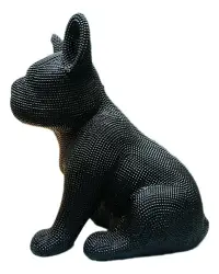 Escultura Bulldog Decó Perlado Minimalista Artesanal 40 Cm 