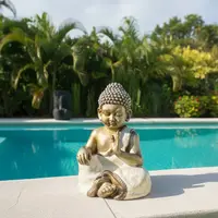 Estatuilla Buda 63 Cm Resina Apto Exterior Ideal Jardin Blanco