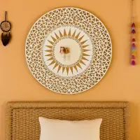 Espejo Artesanal 80 Cm Blanco Madera Importado Indonesia Blanco