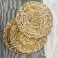 Plato De Sitio Fibra Natural 35 Cm Individual Importado Zen Marrón Claro
